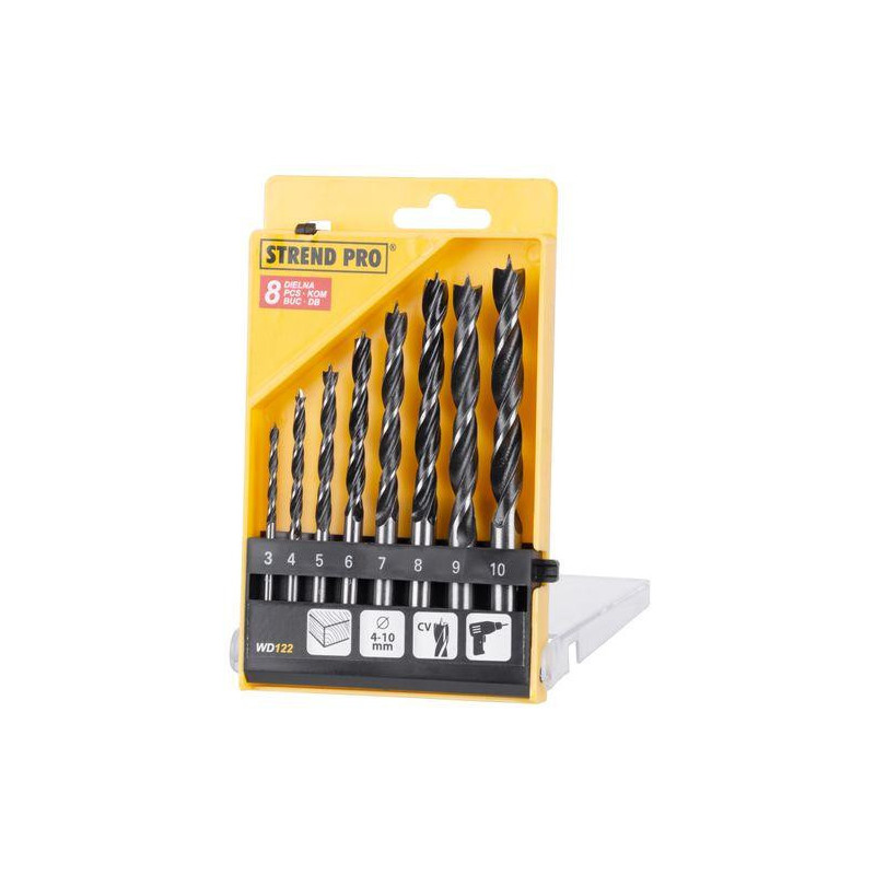 Sada vrtákov Strend Pro WD122, 8 dielna, 3-10 mm, Wood, do dreva
