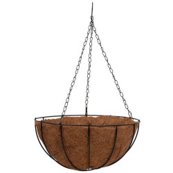 Kvetináč Strend Pro LC-CocoH-24, 35x35x17 cm, visiaci, oceľ/kokos, závesný, s retiazkou a vešiakom