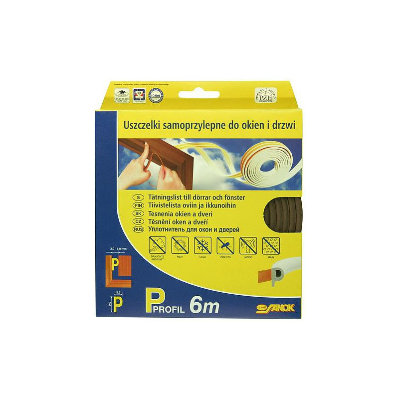 Tesnenie Stomil SD-1AX/6-0, profil D, 9x7.4 mm, L-6 m, na okná a dvere, hnedé