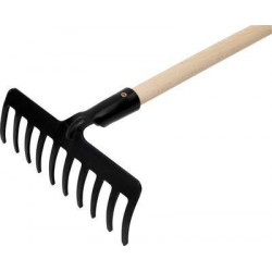 Hrable záhradne Strend Pro Premium R-606, 10 zubé, kované, drevená násada