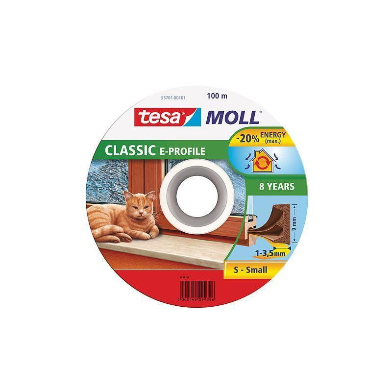 Tesnenie tesamoll® profil E, 9 mm, hnedé, L-100 m, na okná a dvere, hnedé