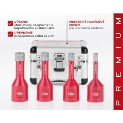 Sada vyrezávačov Strend Pro Premium DCB11S2, 6-8-10-12 mm, M14, diamant, korunky, professional