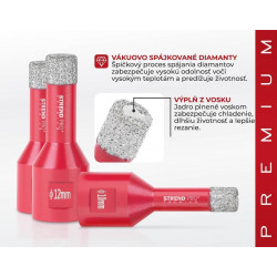 Sada vyrezávačov Strend Pro Premium DCB11S2, 6-8-10-12 mm, M14, diamant, korunky, professional