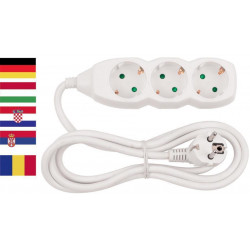 Cable GERMAN socket Strend Pro DG-805B 3,00 m, 5 sockets, HU, RO, SRB, CRO