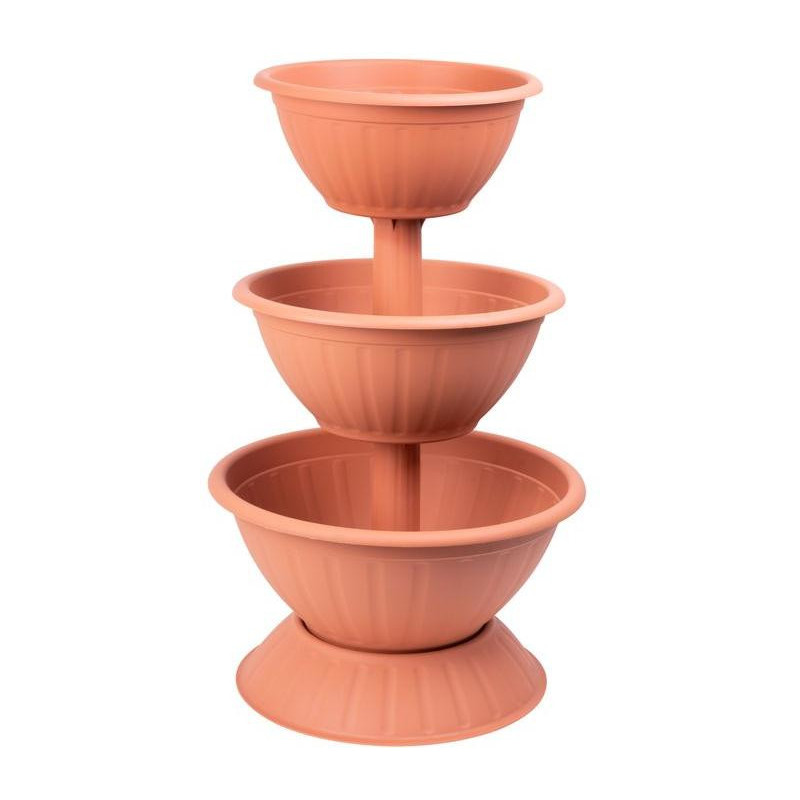 Kvetináč Strend Pro PYRAMID, trojpodlažný, 79 cm, terakota