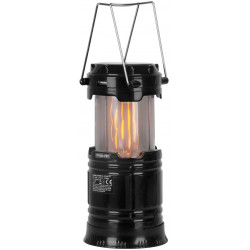 Lampa Strend Pro Camping CL102, LED, 80 lm, 1200 mAh, efekt plameňa, kempingové svietidlo, solárne nabíjanie, USB výstup
