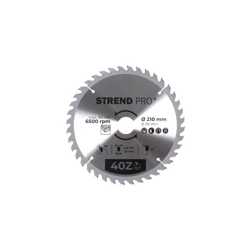 Kotúč Strend Pro TCT 210x2.6x30/20 mm 40T, na drevo, pílový, SK plátky