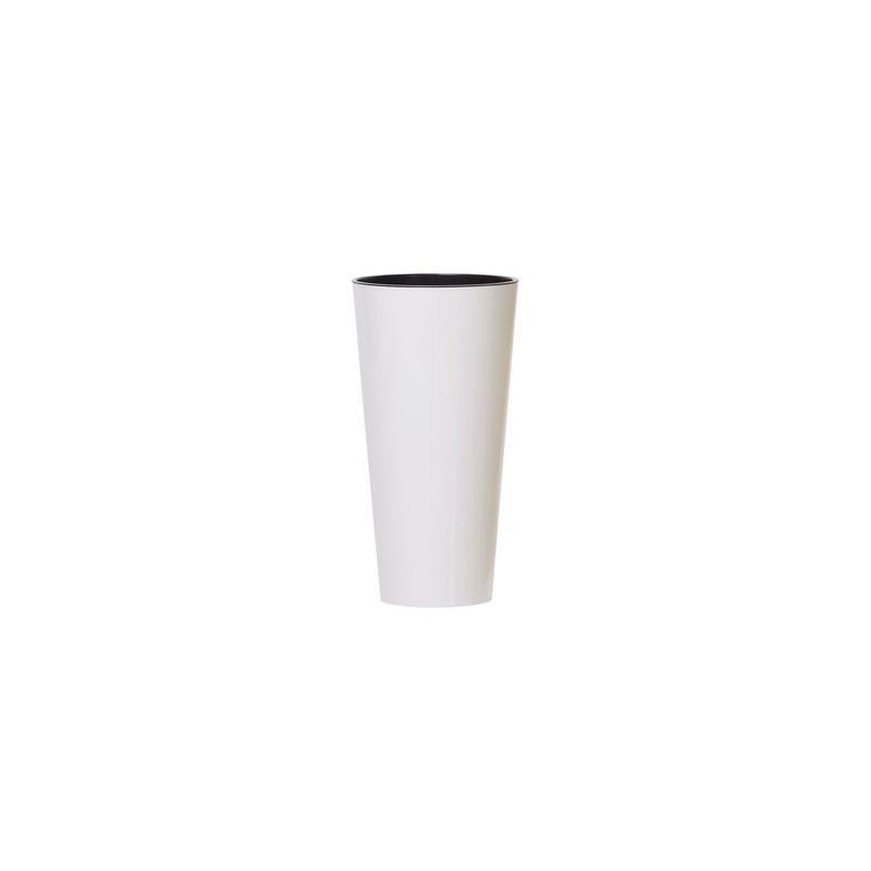 Kvetináč s vložkou TUBUS Slim Shine 250x476 mm, biely