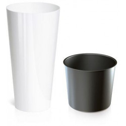 Kvetináč s vložkou TUBUS Slim Shine 400x762 mm, biely
