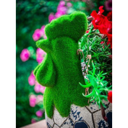 Dekorácia MagicHome, Kohútik s kvetináčom, modrý ornament, keramika, 34,5x24x30,5 cm