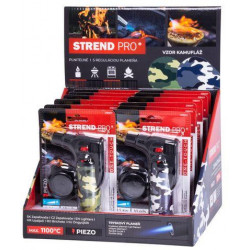 Zapaľovač Strend Pro Mini horák so stojanom, kamufláž, plniteľný, 75x45x120 mm, Sellbox 12 ks