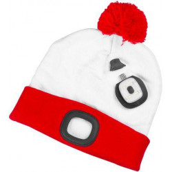 Čiapka Strend Pro X-mas bielo-červená L, 4x SMD LED, USB nabíjanie