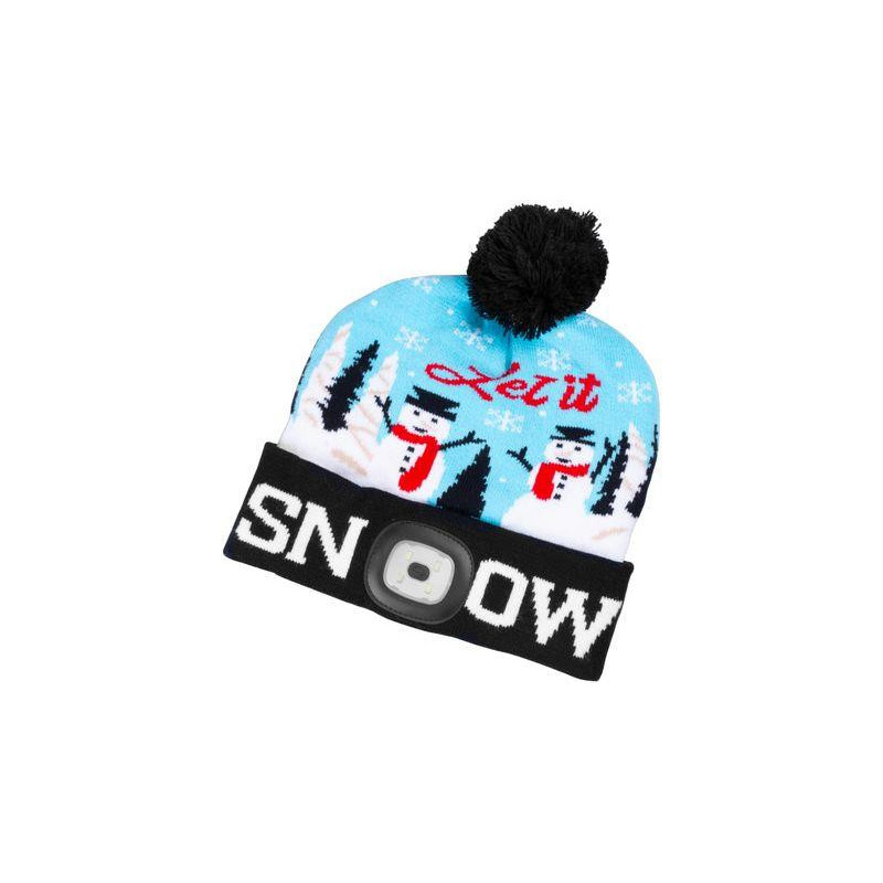 Čiapka Strend Pro X-mas Let it snow modrá L, 4x SMD LED, USB nabíjanie