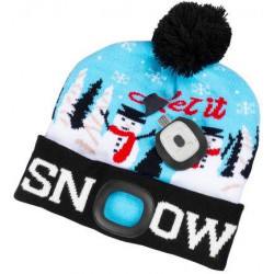 Čiapka Strend Pro X-mas Let it snow modrá L, 4x SMD LED, USB nabíjanie