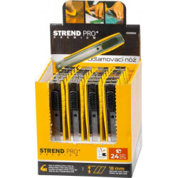 Nôž Strend Pro Premium, 18 mm, odlamovací, kovový, Sellbox 24 ks