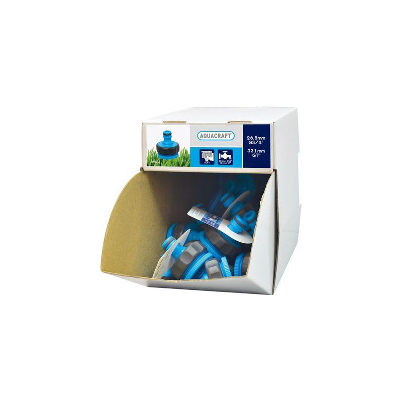 Adaptér AQUACRAFT® 552195 SoftTouch G1"-3/4", na záhradnú hadicu, Sellbox 70 ks