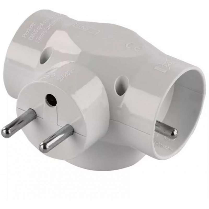 Zásuvka EMOS P0024N, rozbočovacia, biela, 3× 2P + PE, 250V/16A max.3680W