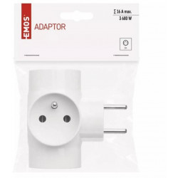Zásuvka EMOS P0024N, rozbočovacia, biela, 3× 2P + PE, 250V/16A max.3680W