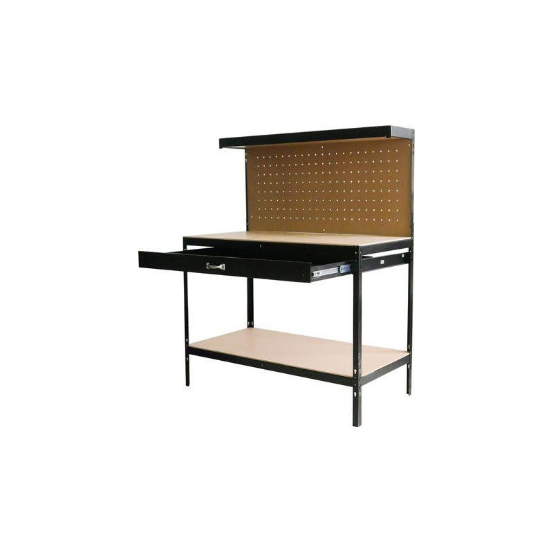 Stôl Racks DWB60, pracovný, do dielne, 1x zásuvka, 120x60x150 cm, max. 230 kg