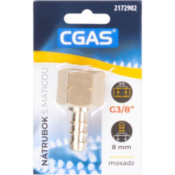Nátrubok CGAS, na plyn, jednocestný, závit G G3/8''-LH, s maticou