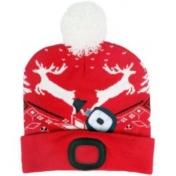 Čiapka Strend Pro X-mas červená, so sobmi, L, 4x SMD LED, USB nabíjanie