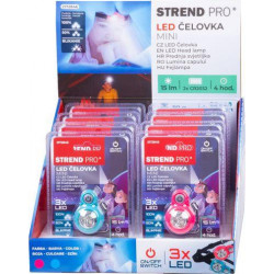 Čelovka Strend Pro Headlight, LED, 15 lm, mini, ružová/modrá, Sellbox 8 ks